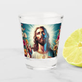 Jesus Blume hat Brille geschossen! Schnapsglas (Vorderseite)