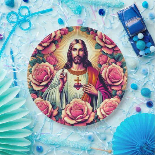 Jesus Blume Papier Teller! Pappteller (Party)