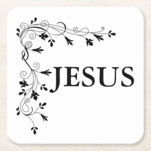 JESUS BLUMEN ECKGRENZE RECHTECKIGER PAPPUNTERSETZER