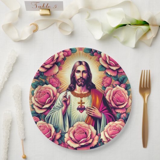 Jesus-Blumen-Papierteller! Pappteller (Hochzeit)