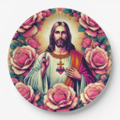 Jesus-Blumen-Papierteller! Pappteller (Vorderseite)