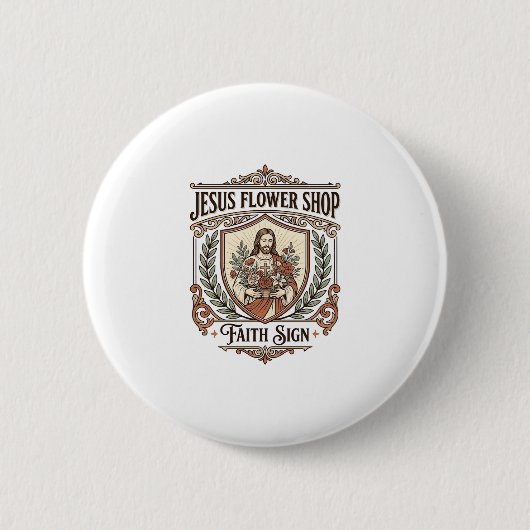 Jesus Blumenladen Glaubensschild Jesus Blumenladen Button (Vorderseite)
