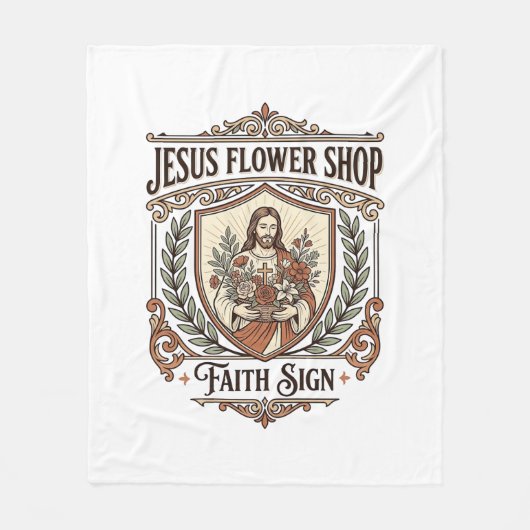 Jesus Blumenladen Glaubensschild Jesus Blumenladen Fleecedecke (Vorderseite)