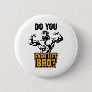 Jesus Bodybuilding T-Shirt - Trainierst du überhau Button