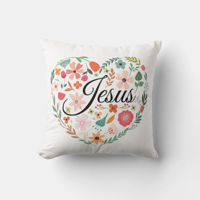 Jesus Boho Christlich Heart Motif Inspiration Kissen (Vorderseite)