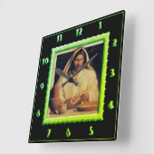 Jesus Breaking Bread lime green Quadratische Wanduhr (Winkel)