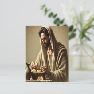 Jesus Breaking Brot in göttlichen Frieden Postkarte