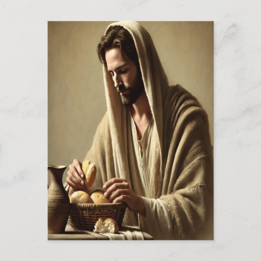 Jesus Breaking Brot in göttlichen Frieden Postkarte (Vorderseite)