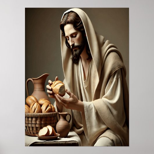 Jesus Breaking Brot mit Gentle Grace Poster (Vorne)