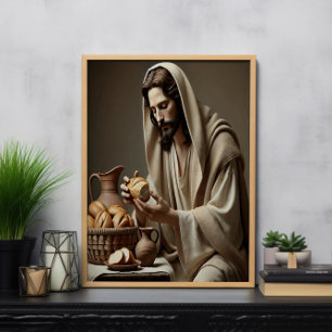 Jesus Breaking Brot mit Gentle Grace Poster
