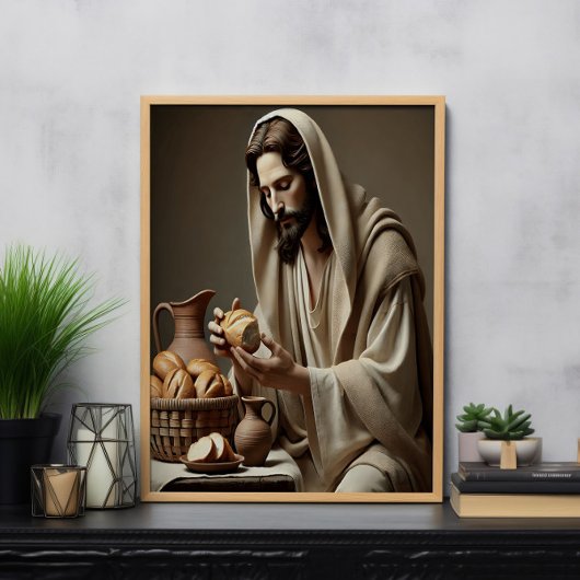 Jesus Breaking Brot mit Gentle Grace Poster