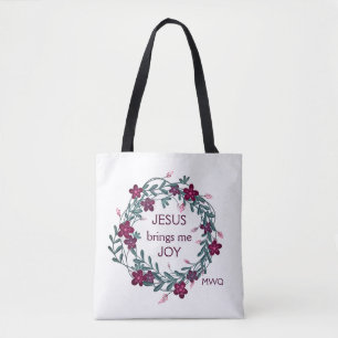 JESUS BRINGS ME JOY Floral Monogram Tasche