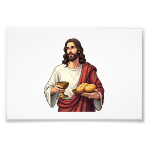 Jesus Brot Wein Vintage Gravur Tee 2 Fotodruck