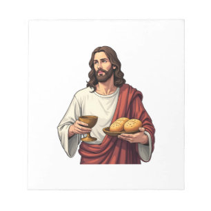 Jesus Brot Wein Vintage Gravur Tee 2 Notizblock