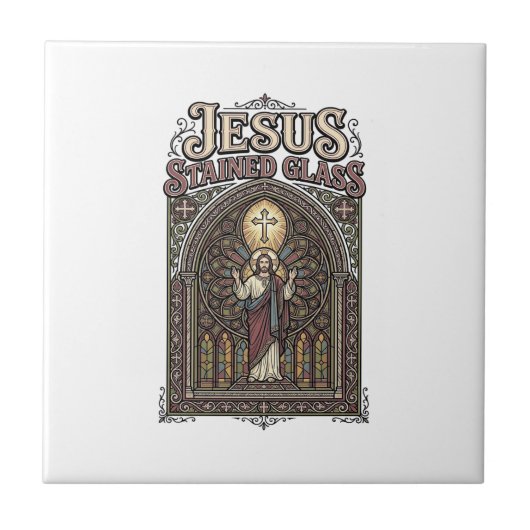 Jesus-Buntglas Jesus-Buntglas Kathedrale Fliese (Vorderseite)
