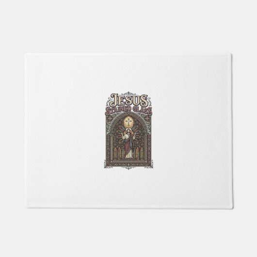 Jesus-Buntglas Jesus-Buntglas Kathedrale Fußmatte (Vorderseite)