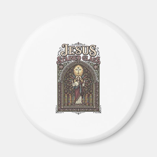 Jesus-Buntglas Jesus-Buntglas Kathedrale Magnet (Vorne)