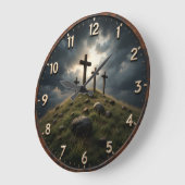 Jesus Calvary Hill Crosses Große Wanduhr (Winkel)