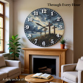 Jesus Calvary Sunset Impasto Große Wanduhr