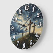 Jesus Calvary Sunset Impasto Große Wanduhr (Winkel)