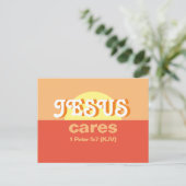 Jesus Cares. 1 Peter 5.7 (KJV) - Einladungspostkarte (Stehend Vorderseite)