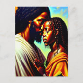 Jesus Cares Christliche Kunst Postkarte (Vorderseite)