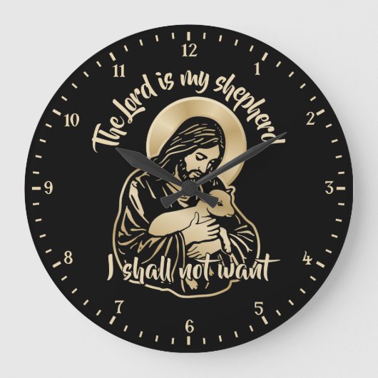 Jesus Caring Shepherd Große Wanduhr (Vorderseite)