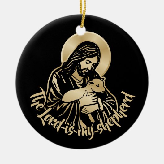 Jesus Caring Shepherd Keramik Ornament (Vorne)