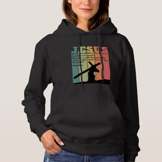 JESUS carrying cross Bible quote Isaiah 533 retro Hoodie (Vorderseite)