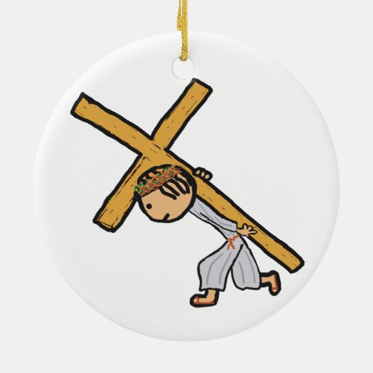 Jesus Carrying The Cross Keramik Ornament (Hinten)