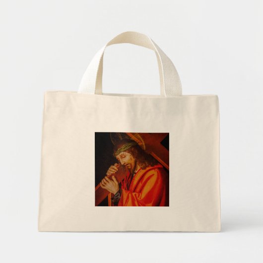 Jesus carrying the cross tote bag mini stoffbeutel (Vorne)