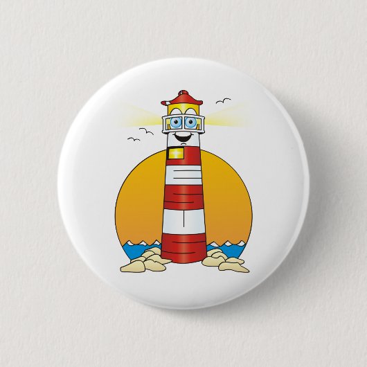 Jesus Cartoon Lighthouse Button (Vorderseite)