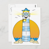 Jesus Cartoon Lighthouse Postkarte (Vorne/Hinten)