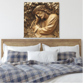 Jesus Carving Canvas Print Leinwanddruck (Insitu (Schlafzimmer))