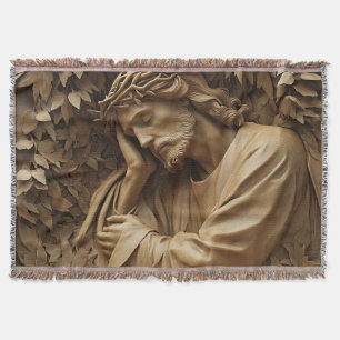 Jesus Carving Throw Blanket Decke