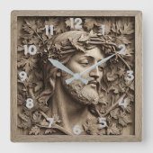Jesus Carving Wall Clock Quadratische Wanduhr (Vorderseite)