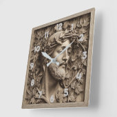 Jesus Carving Wall Clock Quadratische Wanduhr (Winkel)