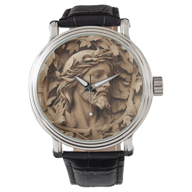 Jesus Carving Watch Armbanduhr (Vorderseite)