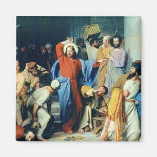 Jesus Casting Out Money Changers Magnet