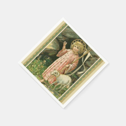 Jesus Child Cross Lamm Osterkönig Serviette (Ecke)