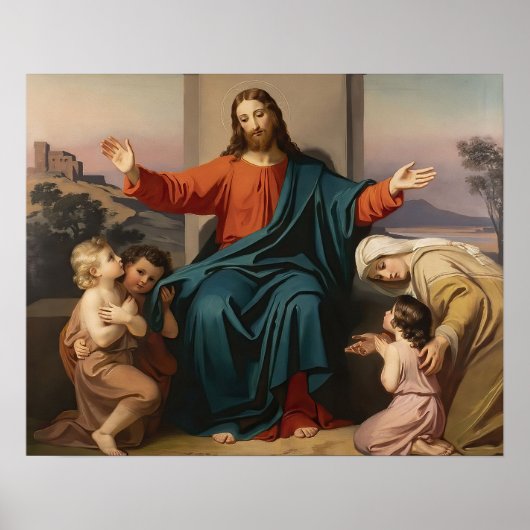 Jesus Children kommt zu mir Bible Verse Melchior Poster (Vorne)