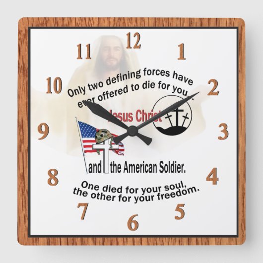 Jesus Christ & American Soldier Square Uhr Nr. 2 (Vorderseite)