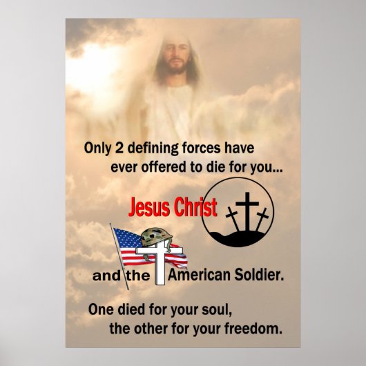 Jesus Christ & Amerikanischer Soldat 24" X 33,6"od Poster (Vorne)