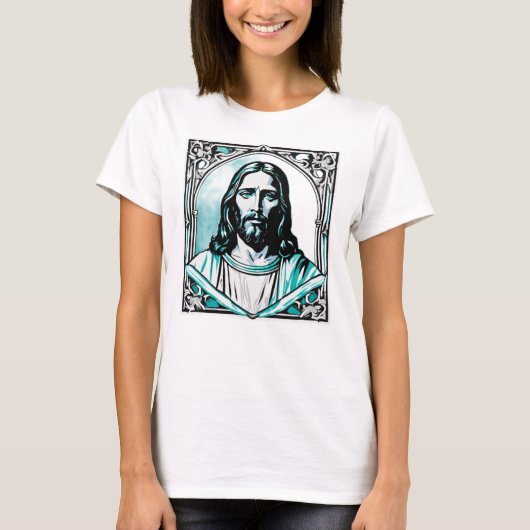 Jesus Christ Aquamarin Pessach Ostern Weihnachtsge T-Shirt (Vorderseite)