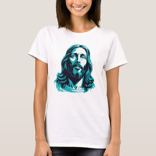 Jesus Christ Aquamarin Pessach Ostern Weihnachtsge T-Shirt (Vorderseite)