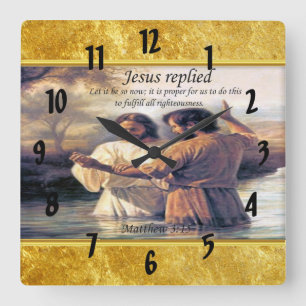 Jesus Christ Baptism image one Quadratische Wanduhr