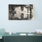 Jesus Christ Collage halftone schwarz + deine Idee Banner (Messeveranstaltung)