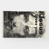 Jesus Christ Collage halftone schwarz + deine Idee Banner (Horizontal)