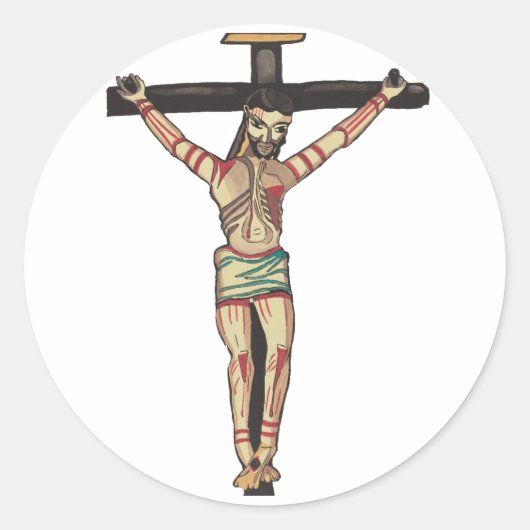 Jesus Christ Cross Crucifixe Wasserfarbenkunst Runder Aufkleber (Vorderseite)