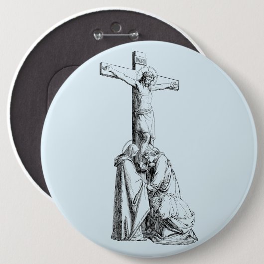 Jesus Christ Crucifixe Kreuzung Illustration Kunst Button (Vorne & Hinten)